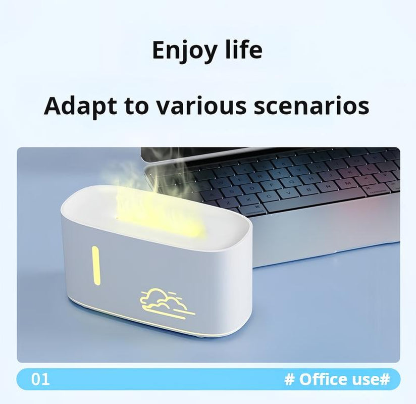 Essential Oil Diffuser with Color Gradient Flame, Elegant Desktop Humidifier, Aromatherapy Diffuser for Home, Hotel Air Freshener