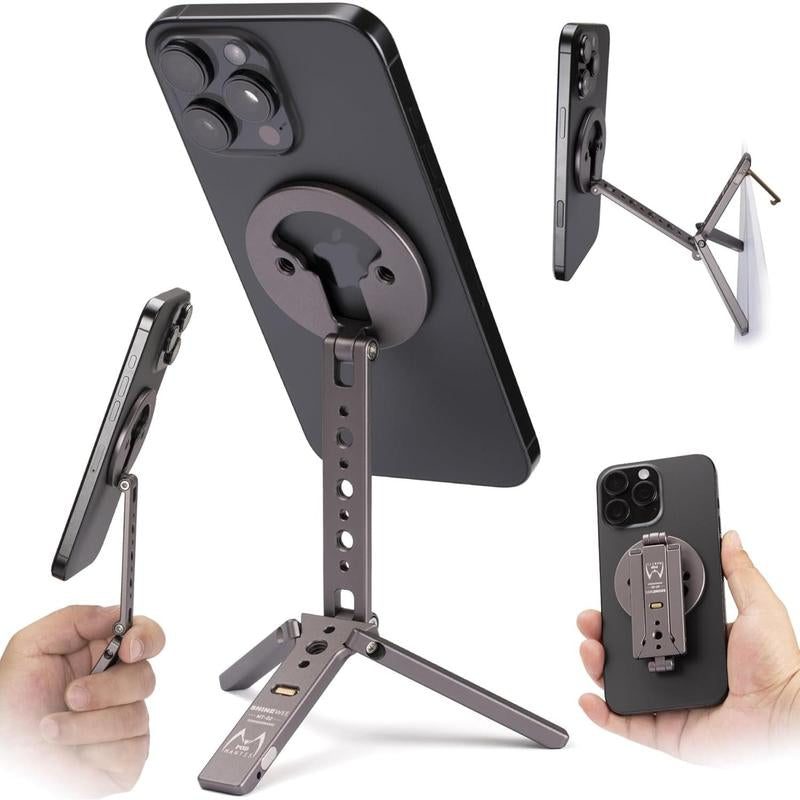 Tripod for 12/13/14/15/16 & Magsafe Cases | Handy Phone Stand | 20 N52 Inside, Cold Shoe Mount, 1/4" Screw & Foldable Hook
