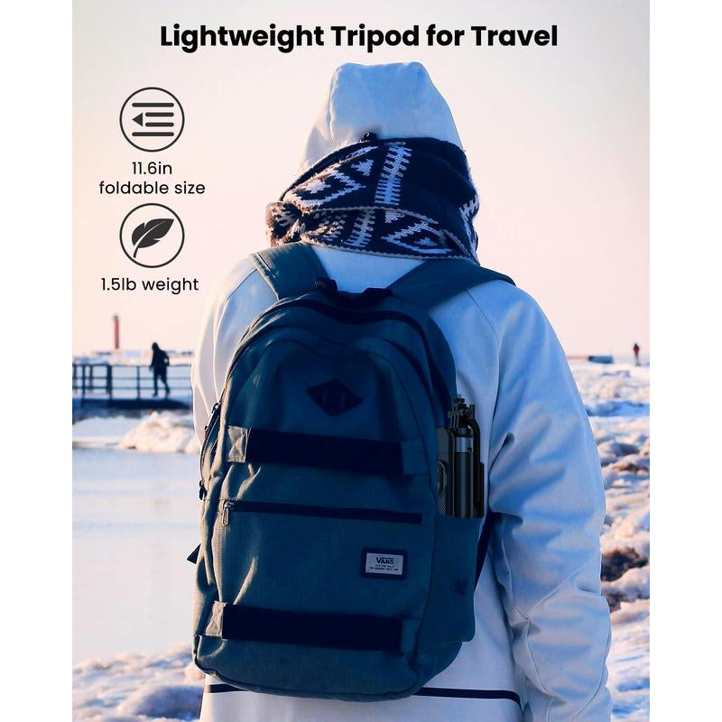 LINBER S25N Phone Tripod Selfie Stick with Ground Spike, 71" Portable Smartphone Tripod with Detachable Wireless Remote, Extendable Tall Travel Tripod for Vlogging, Live Streaming, Video Recording