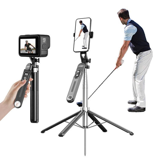 LINBER S25N Phone Tripod Selfie Stick with Ground Spike, 71" Portable Smartphone Tripod with Detachable Wireless Remote, Extendable Tall Travel Tripod for Vlogging, Live Streaming, Video Recording