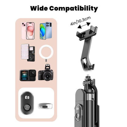 LINBER S25N Phone Tripod Selfie Stick with Ground Spike, 71" Portable Smartphone Tripod with Detachable Wireless Remote, Extendable Tall Travel Tripod for Vlogging, Live Streaming, Video Recording